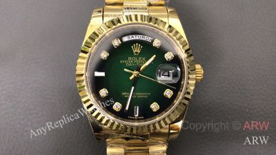 High quality Replica Rolex Day-Date Gold Strap Green Face Dial Gold Ceramic Bezel Fashion Watch 41*10.5mm